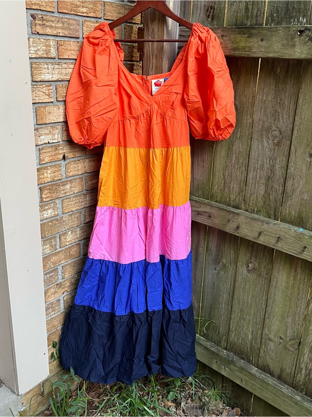 FARM Rio x Anthropologie Colorblock Maxi Dress - Orange, Yellow, Pink, Blue